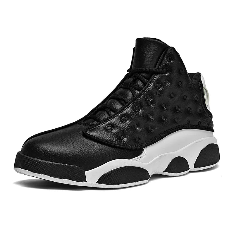 Black White Panda High-Top Basketball Shoes Couples Trendy Casual Microfiber Mesh Upper Non-Slip Rubber Outsole Front Laces
