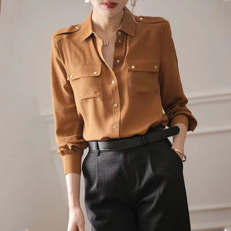 Long Sleeved  Blouses Elegant Women's Autumn Dress 2023 New High-end White Shirt Women's Commuting Design Sense Small Retro Top