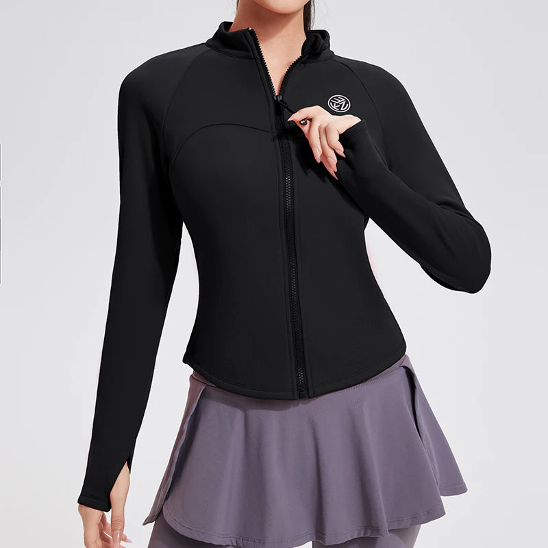 Fleece New in Coats & Jackets Women Zip Fitness Yoga Shirt Winter Gym Top Activewear Running Workout Long Sleeve Sports Jackets