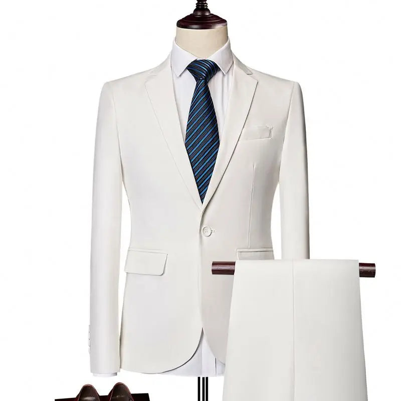2023 New Men Clothing Slim Fit Casual Office Formal Senior Two Piece Wedding Business Suits