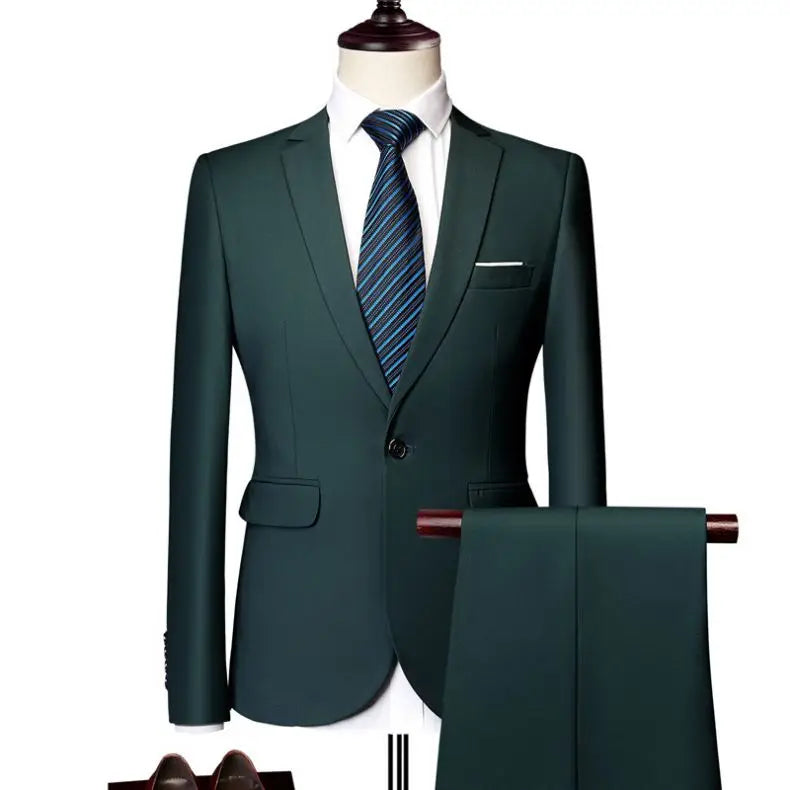 2023 New Men Clothing Slim Fit Casual Office Formal Senior Two Piece Wedding Business Suits