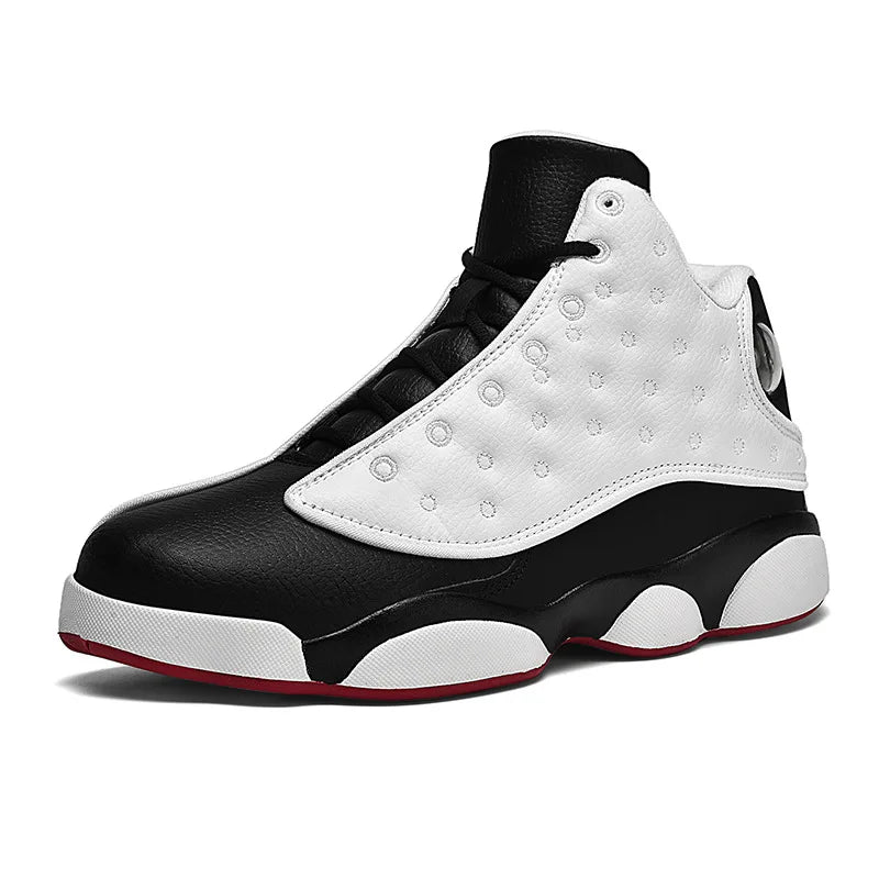 Black White Panda High-Top Basketball Shoes Couples Trendy Casual Microfiber Mesh Upper Non-Slip Rubber Outsole Front Laces