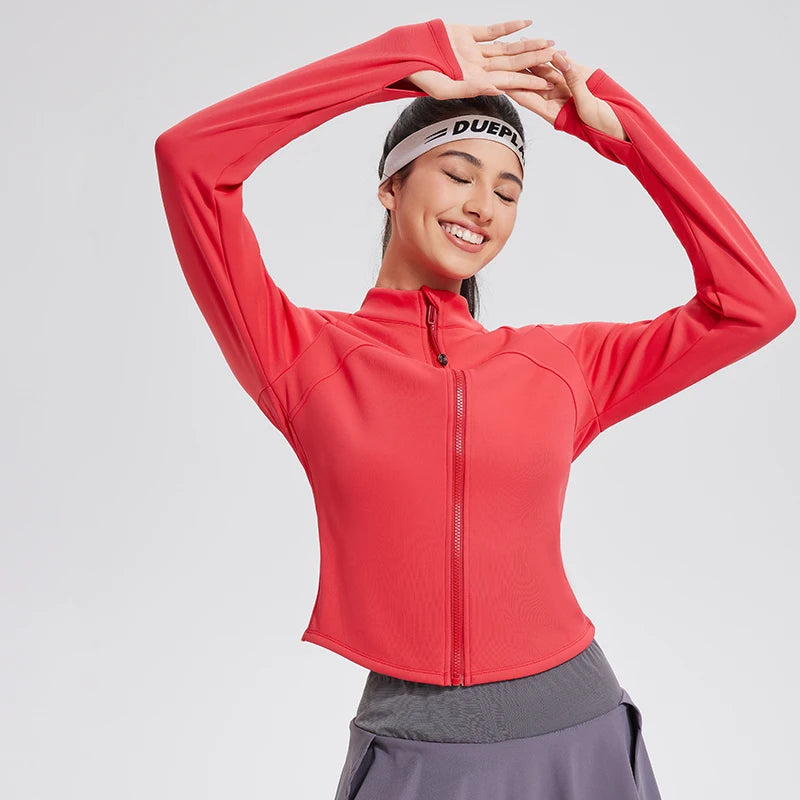 Fleece New in Coats & Jackets Women Zip Fitness Yoga Shirt Winter Gym Top Activewear Running Workout Long Sleeve Sports Jackets