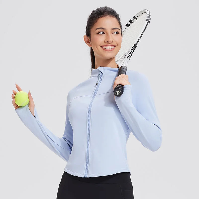 Fleece New in Coats & Jackets Women Zip Fitness Yoga Shirt Winter Gym Top Activewear Running Workout Long Sleeve Sports Jackets