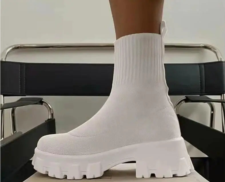 2023 new women luxury brand plus size women's boots couple socks shoes women's thick bottom casual knitted ankle boots