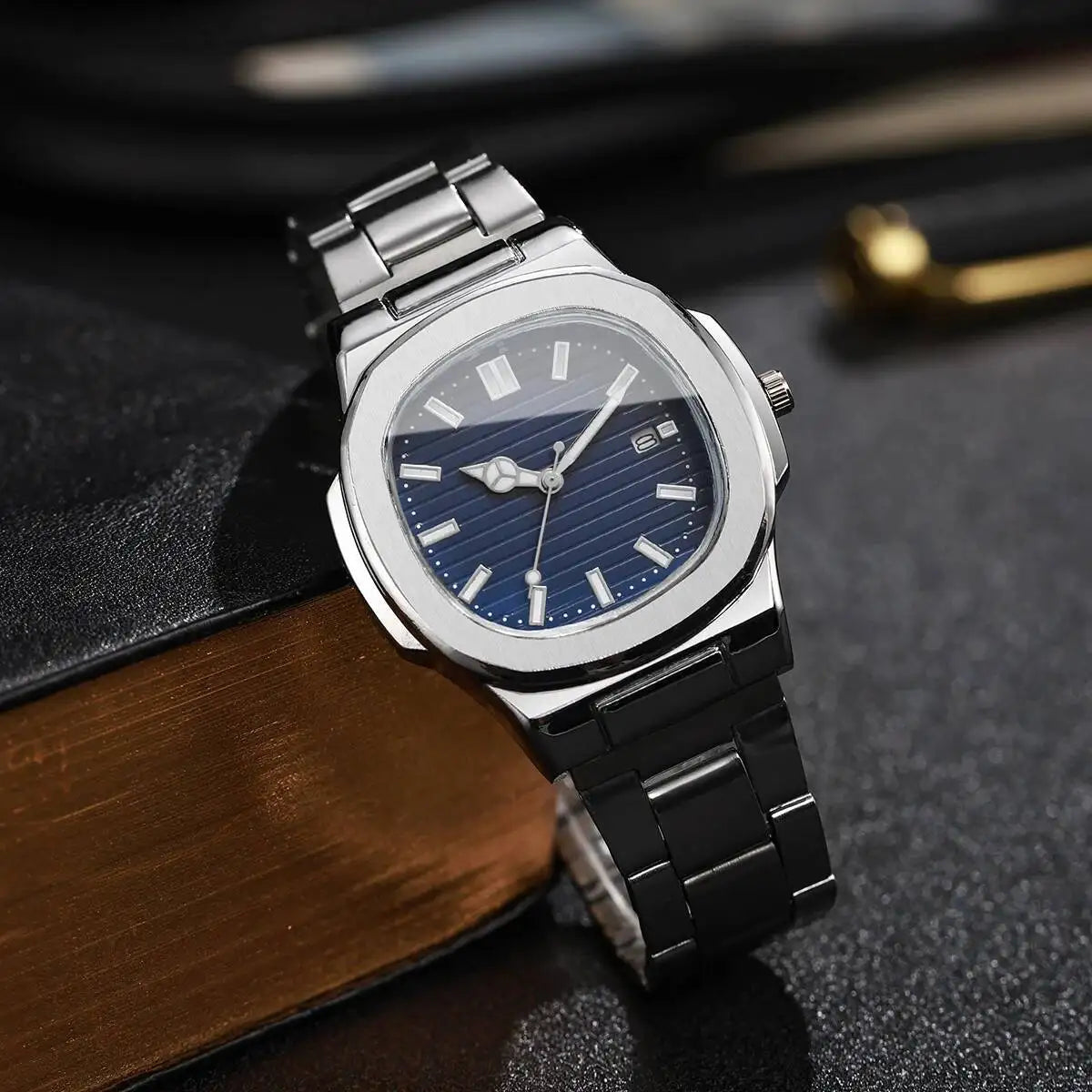 2/4PCS Luxury Men Business Watches Set Fashion Square Dial Quartz Wristwatch with Calendar Reloj Mujer（Without Box）