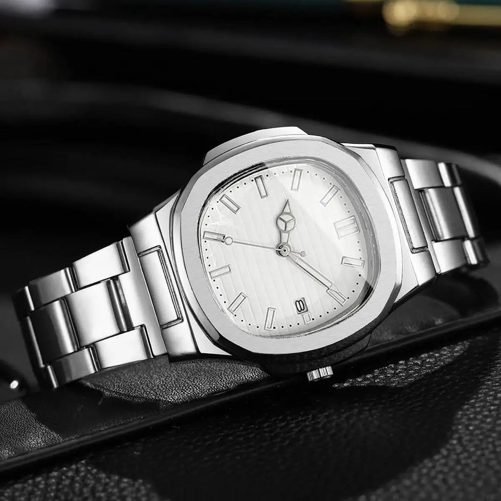 2/4PCS Luxury Men Business Watches Set Fashion Square Dial Quartz Wristwatch with Calendar Reloj Mujer（Without Box）