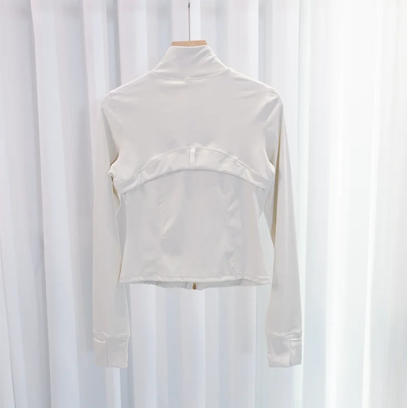 LULU FLORA Women's Yoga Short Sports Jacket with Gold Zipper - Slim Fit Gym Workout Jacket