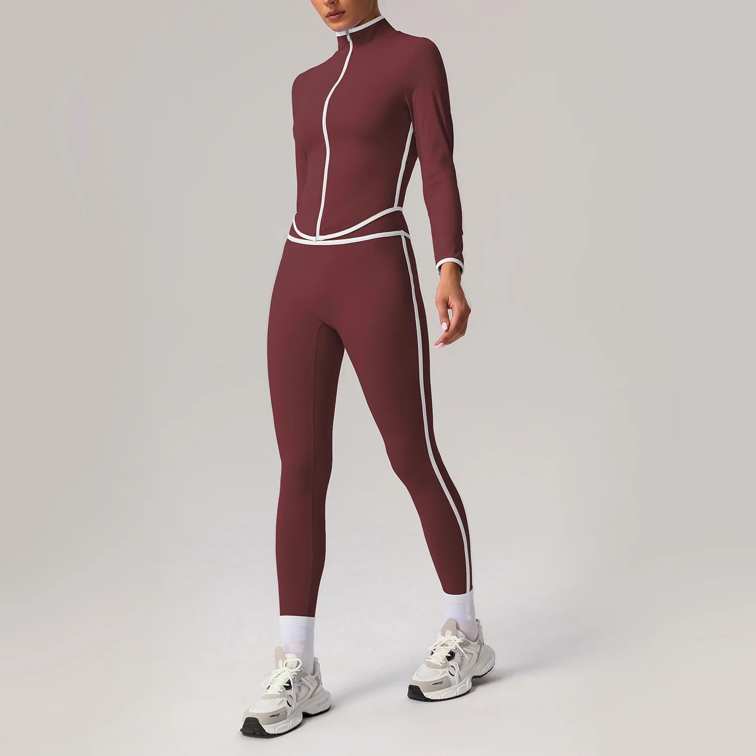 2PCS Sports Set Gym Set Yoga Suit Women Tracksuit Running Workout Clothes Long Sleeve Sports Bra Women's Sportswear Yoga Wear