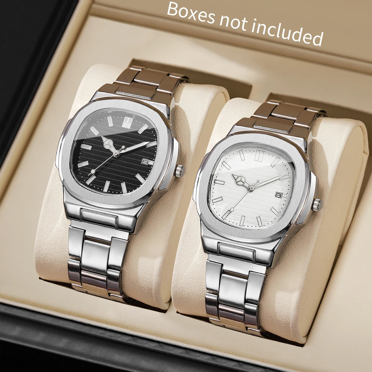 2/4PCS Luxury Men Business Watches Set Fashion Square Dial Quartz Wristwatch with Calendar Reloj Mujer（Without Box）