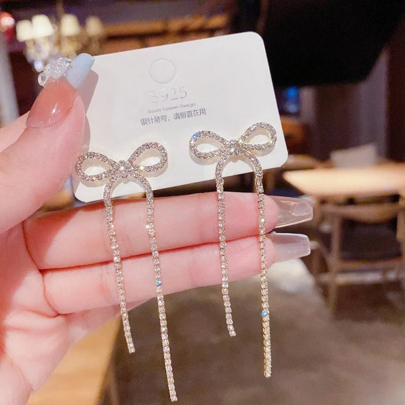 925 Silver Needle Korean Fashion Long Chain Tassel Earrings For Women Metal Earing Jewelry 2026 Trending Women's Drop Earrings