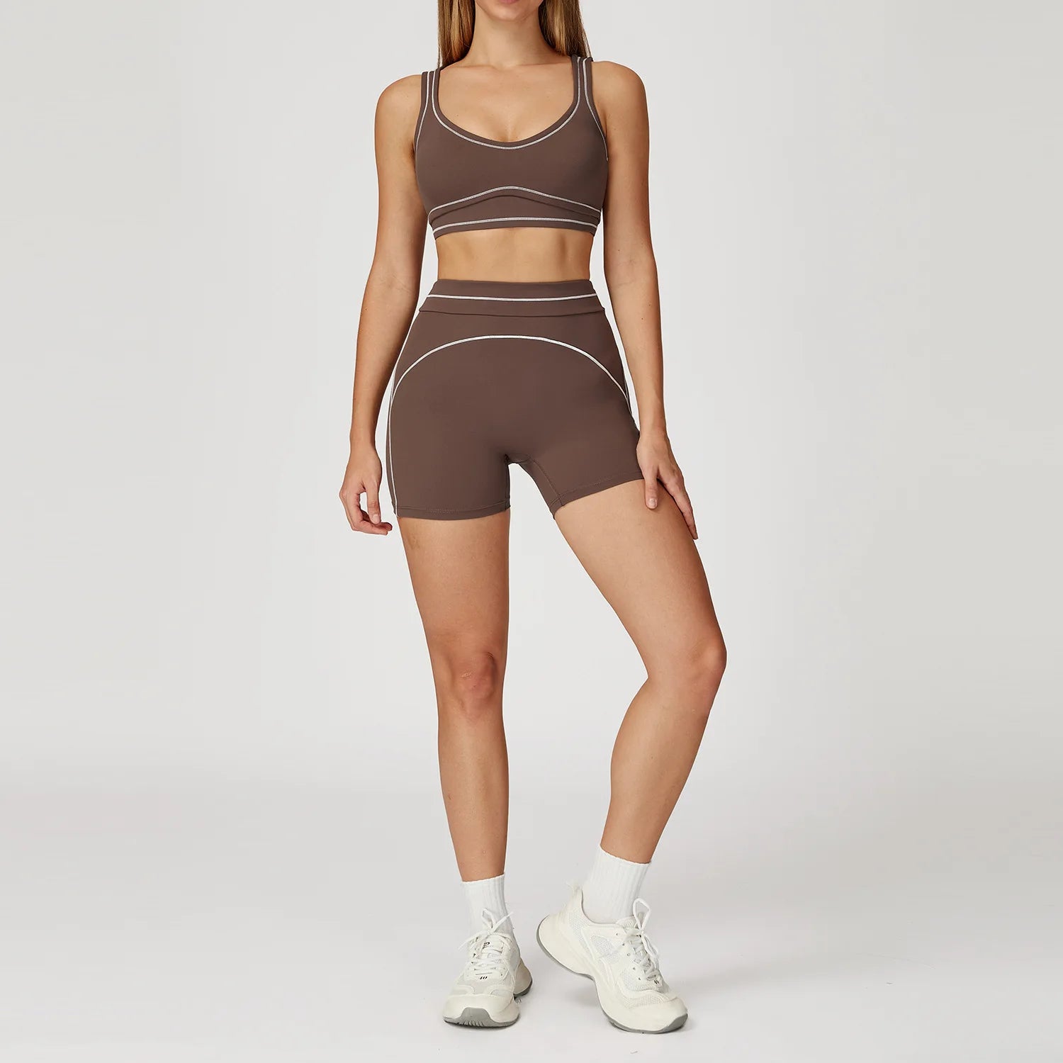 2PCS Yoga Set Gym Fitness Suits Outdoor Sports Outfits Women Tracksuit Sportswear Workout Long Sleeved Flared Pants Gym Clothes