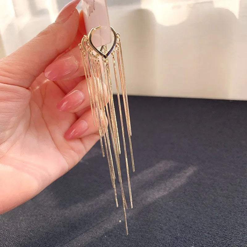 925 Silver Needle Korean Fashion Long Chain Tassel Earrings For Women Metal Earing Jewelry 2026 Trending Women's Drop Earrings