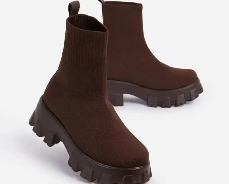 2023 new women luxury brand plus size women's boots couple socks shoes women's thick bottom casual knitted ankle boots