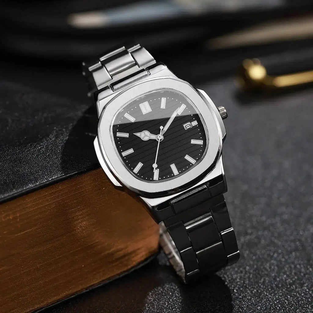 2/4PCS Luxury Men Business Watches Set Fashion Square Dial Quartz Wristwatch with Calendar Reloj Mujer（Without Box）