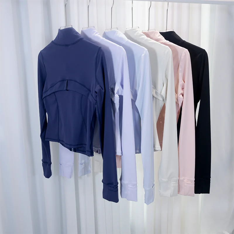 LULU FLORA Women's Yoga Short Sports Jacket with Gold Zipper - Slim Fit Gym Workout Jacket