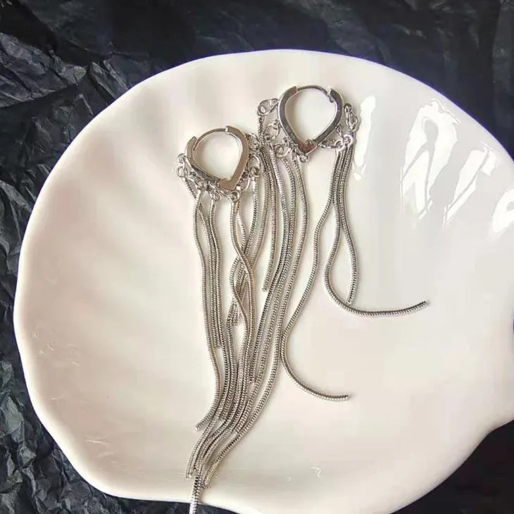 925 Silver Needle Korean Fashion Long Chain Tassel Earrings For Women Metal Earing Jewelry 2026 Trending Women's Drop Earrings