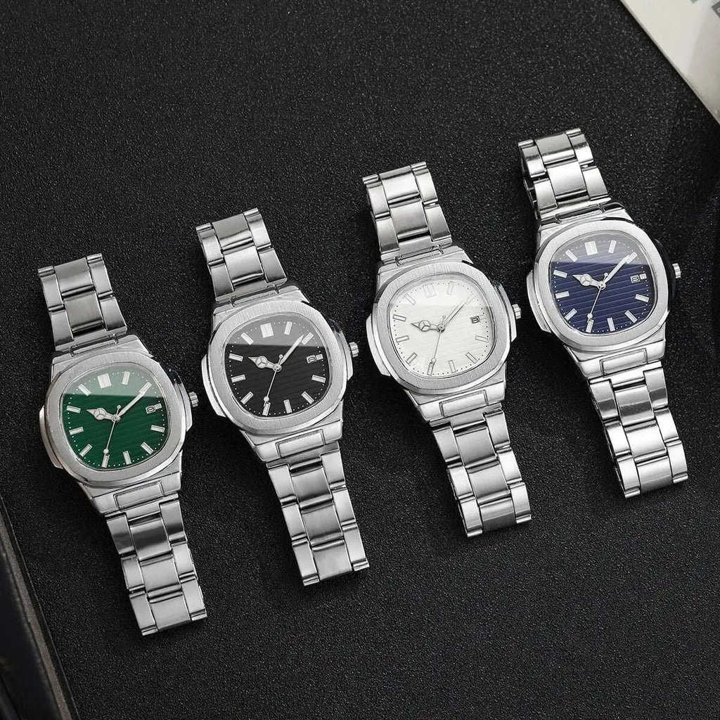 2/4PCS Luxury Men Business Watches Set Fashion Square Dial Quartz Wristwatch with Calendar Reloj Mujer（Without Box）