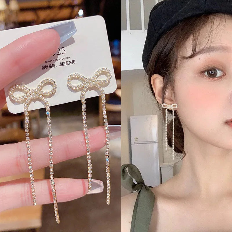 925 Silver Needle Korean Fashion Long Chain Tassel Earrings For Women Metal Earing Jewelry 2026 Trending Women's Drop Earrings