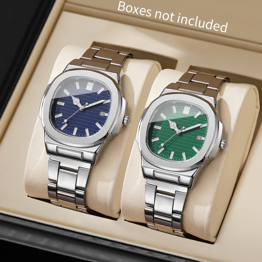 2/4PCS Luxury Men Business Watches Set Fashion Square Dial Quartz Wristwatch with Calendar Reloj Mujer（Without Box）