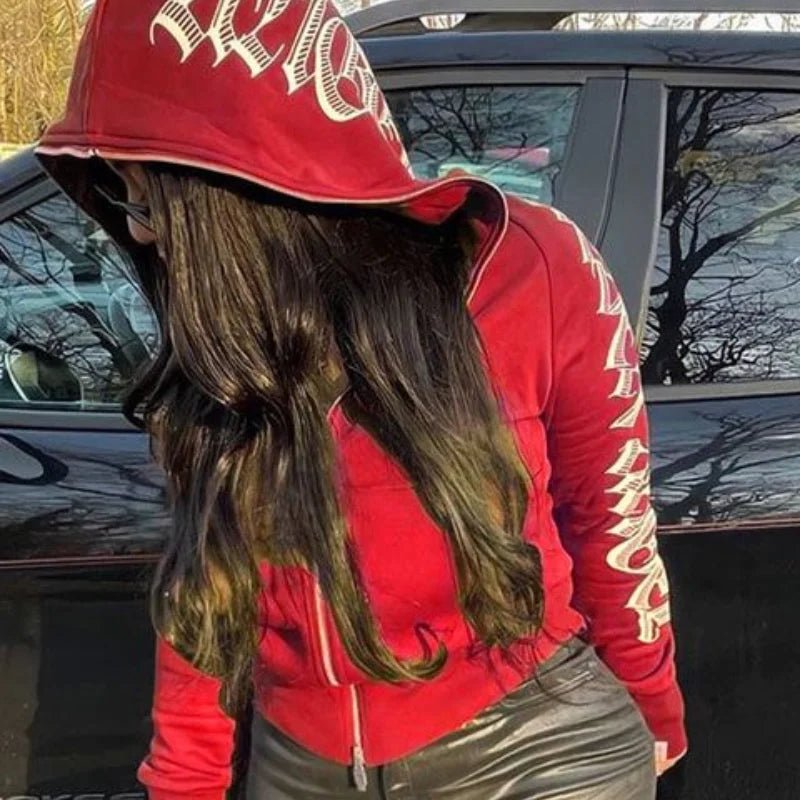 Europe and the United States Fashion Women's Autumn New Monochrome Monogrammed Kepeng Hoodie Long-sleeved Sweater