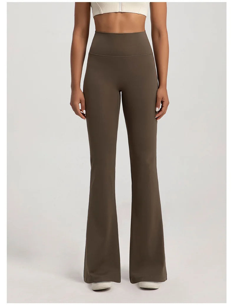 Naked High Waisted Waist Cinching Hip Lifting Fitness Exercise Elastic Bell Bottom Pants Women Casual Outdoor Running Yoga Pants