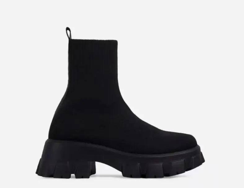 2023 new women luxury brand plus size women's boots couple socks shoes women's thick bottom casual knitted ankle boots