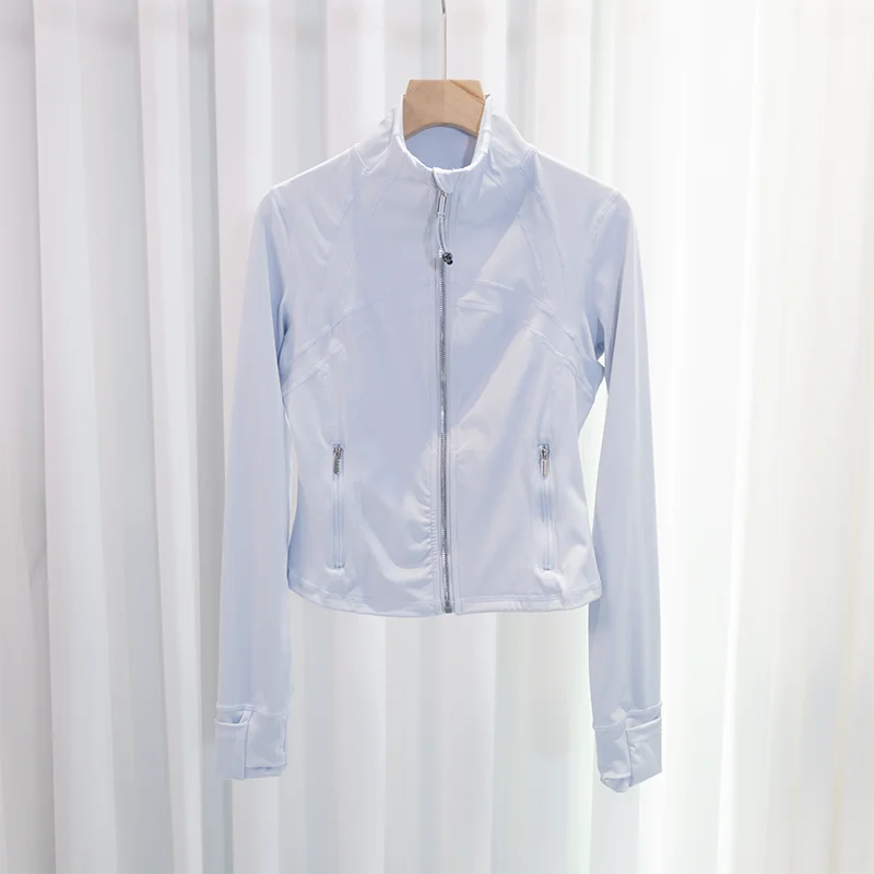 LULU FLORA Women's Yoga Short Sports Jacket with Gold Zipper - Slim Fit Gym Workout Jacket