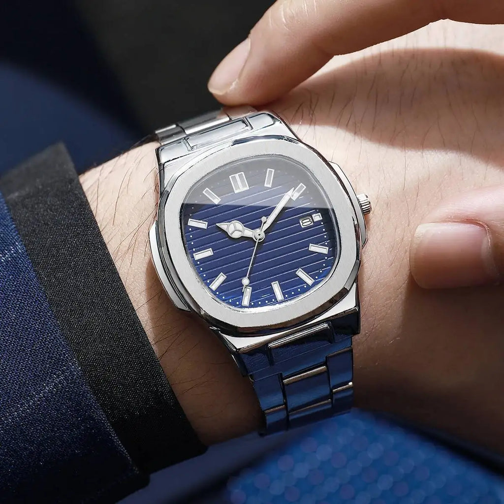 2/4PCS Luxury Men Business Watches Set Fashion Square Dial Quartz Wristwatch with Calendar Reloj Mujer（Without Box）