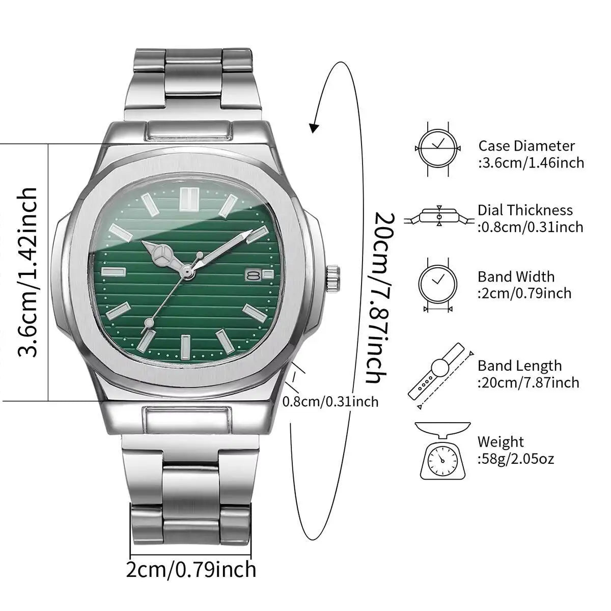 2/4PCS Luxury Men Business Watches Set Fashion Square Dial Quartz Wristwatch with Calendar Reloj Mujer（Without Box）