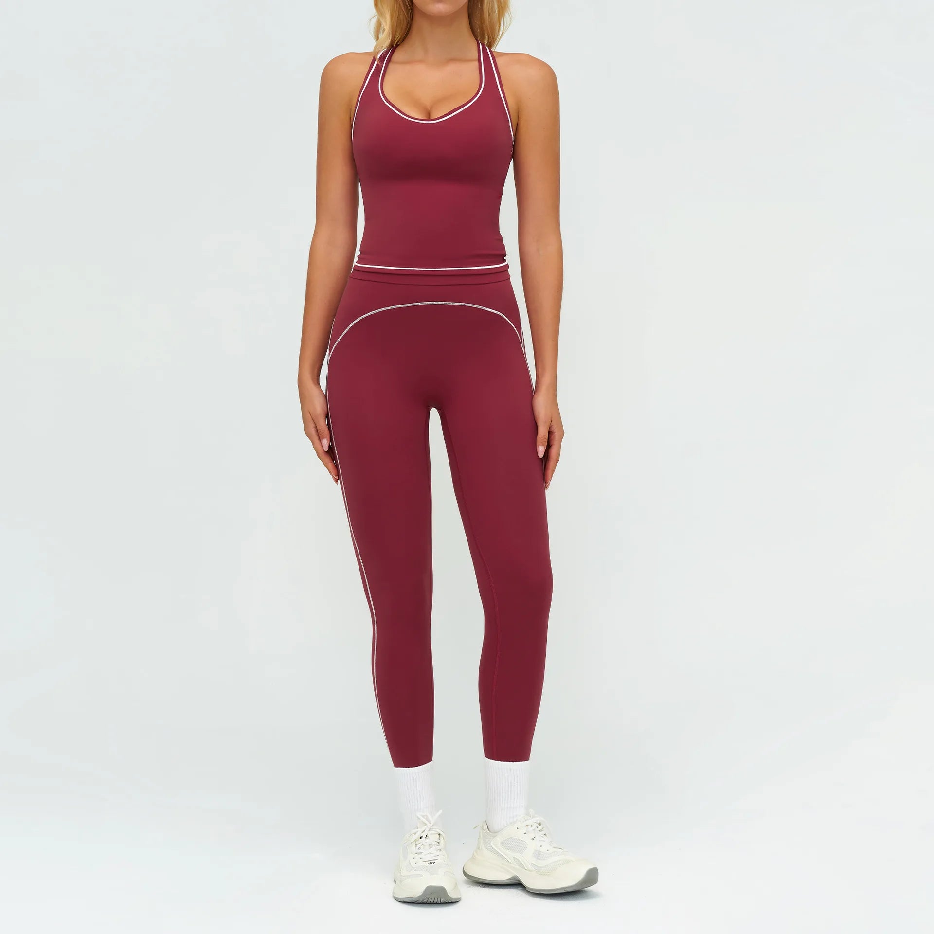 2PCS Yoga Set Gym Fitness Suits Outdoor Sports Outfits Women Tracksuit Sportswear Workout Long Sleeved Flared Pants Gym Clothes