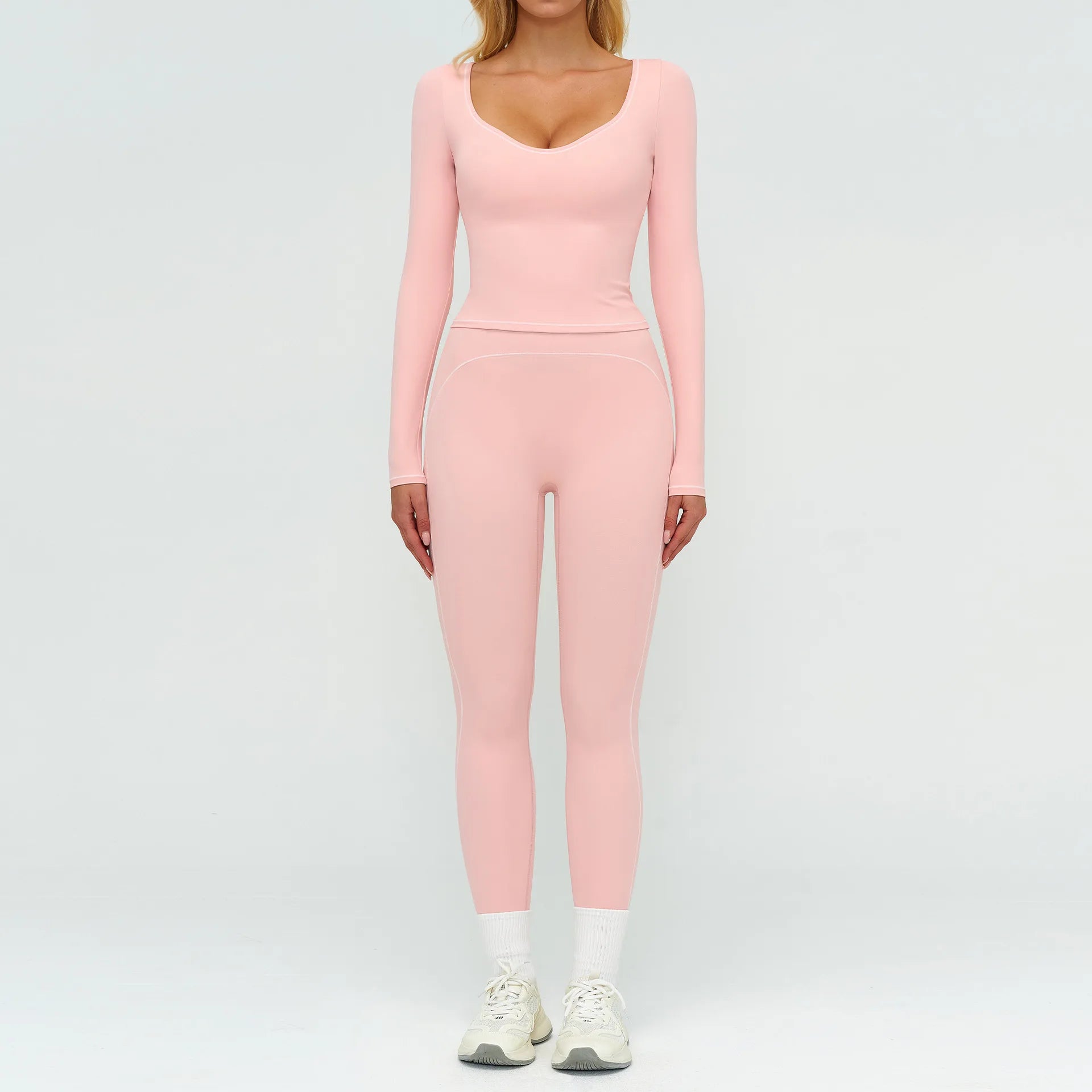 2PCS Yoga Set Gym Fitness Suits Outdoor Sports Outfits Women Tracksuit Sportswear Workout Long Sleeved Flared Pants Gym Clothes