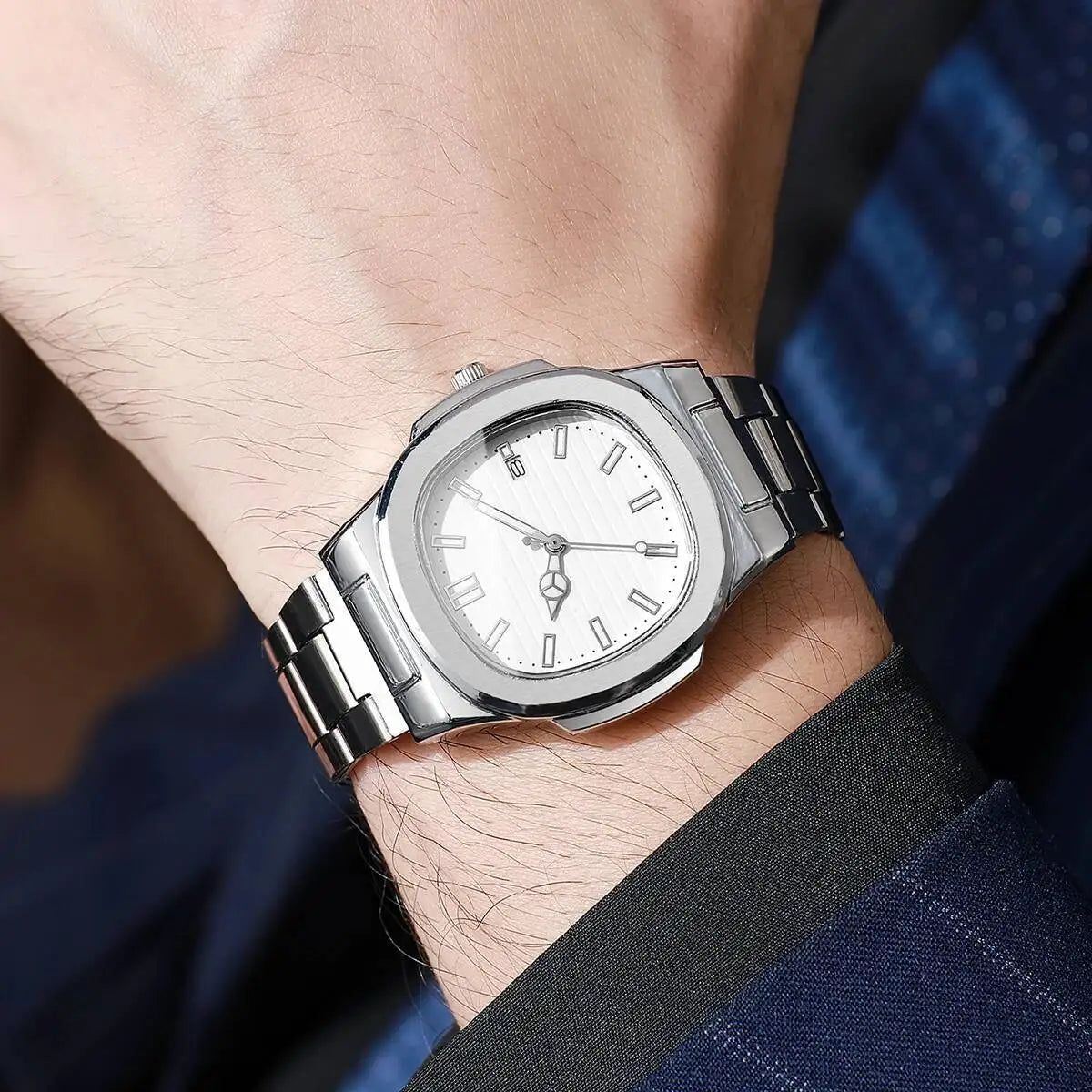 2/4PCS Luxury Men Business Watches Set Fashion Square Dial Quartz Wristwatch with Calendar Reloj Mujer（Without Box）