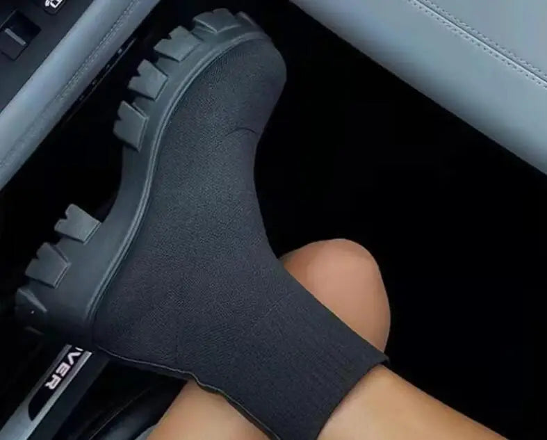 2023 new women luxury brand plus size women's boots couple socks shoes women's thick bottom casual knitted ankle boots