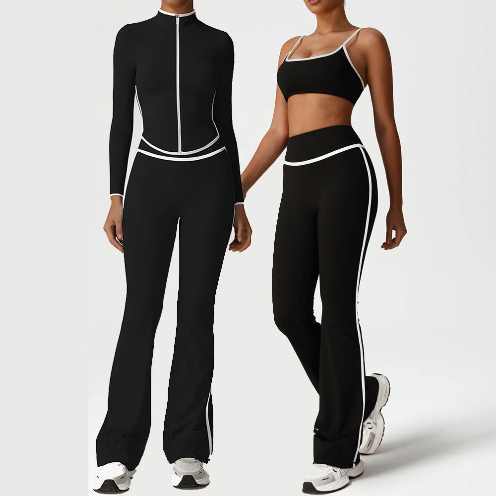2PCS Sports Set Gym Set Yoga Suit Women Tracksuit Running Workout Clothes Long Sleeve Sports Bra Women's Sportswear Yoga Wear