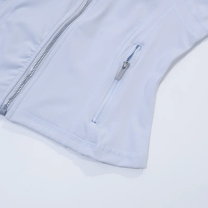 LULU FLORA Women's Yoga Short Sports Jacket with Gold Zipper - Slim Fit Gym Workout Jacket