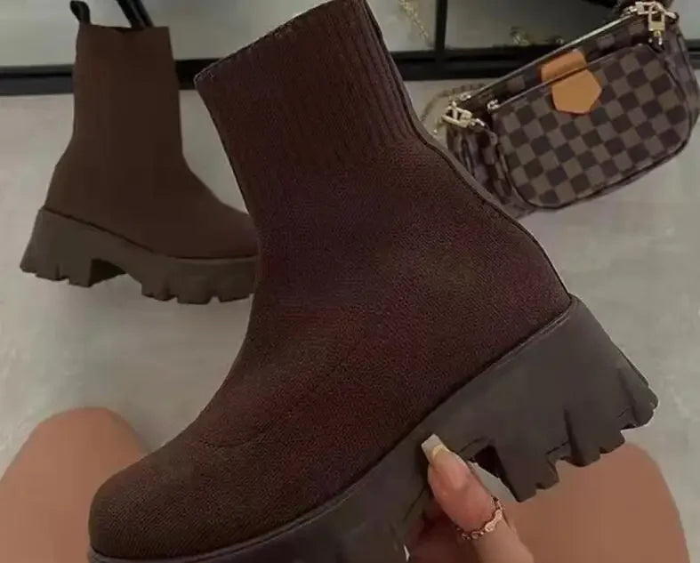 2023 new women luxury brand plus size women's boots couple socks shoes women's thick bottom casual knitted ankle boots