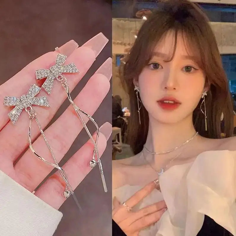 925 Silver Needle Korean Fashion Long Chain Tassel Earrings For Women Metal Earing Jewelry 2026 Trending Women's Drop Earrings