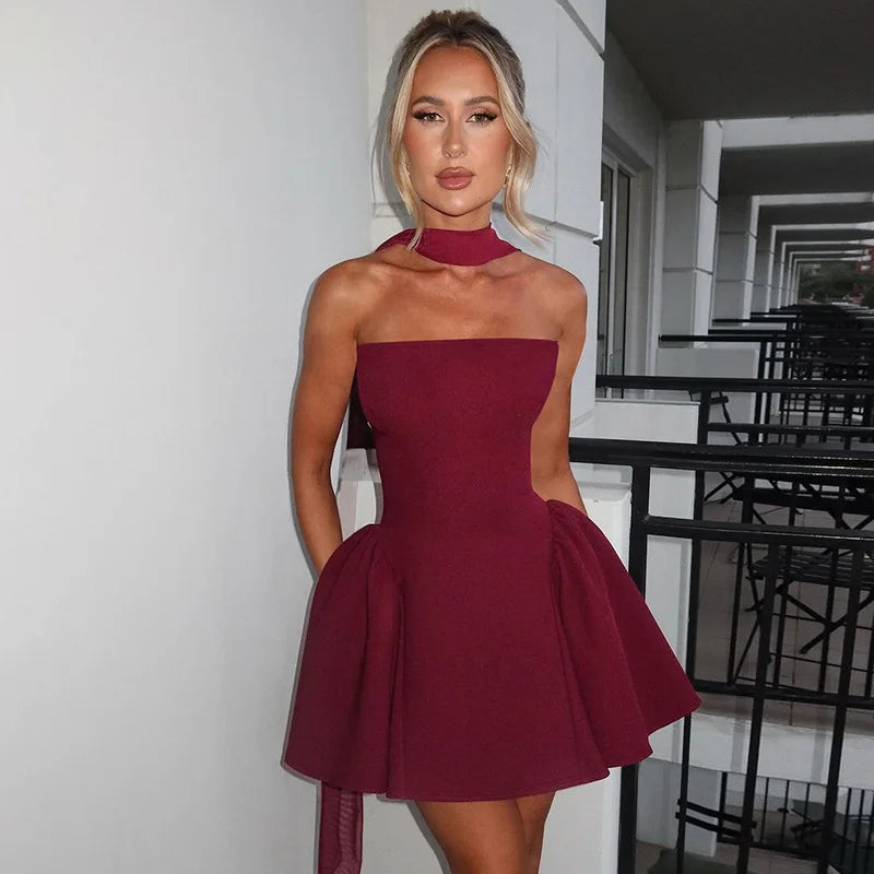 Avrilyaan Off Shoulder Backless Sexy A-line Dress Women 2025 Elegant Party Dress Strapless Bodycon Mini Summer Dress Vestidos