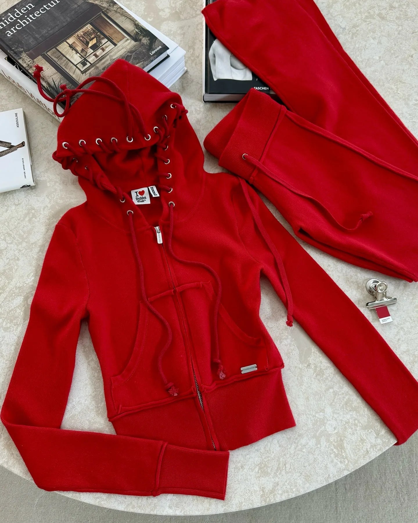 Autumn Winter Fashion Street Women Two-piece Casual Solid Color Zipper Cardigan Slim Hoodie With Bodybuilding Pants Sports Suit
