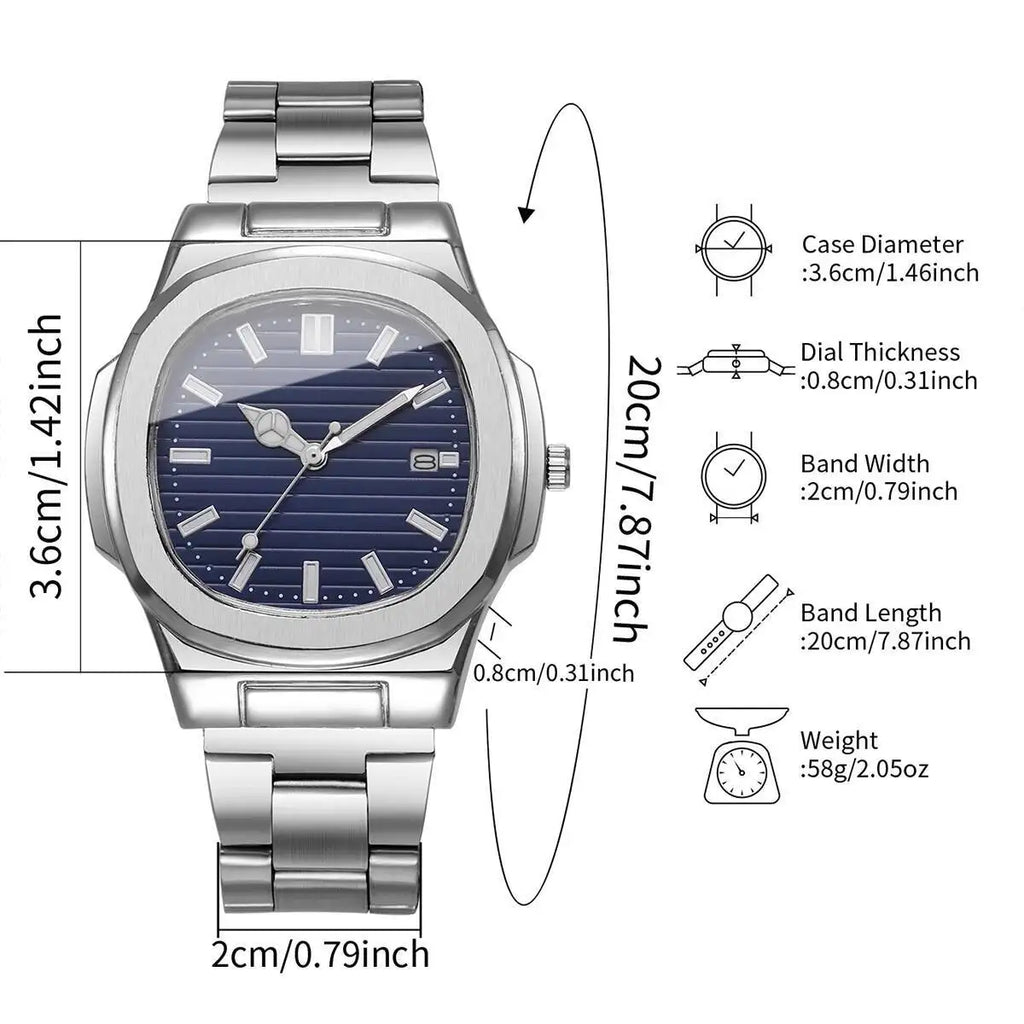 2/4PCS Luxury Men Business Watches Set Fashion Square Dial Quartz Wristwatch with Calendar Reloj Mujer（Without Box）