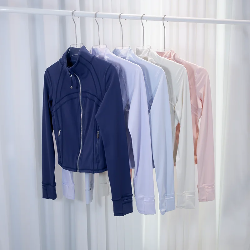 LULU FLORA Women's Yoga Short Sports Jacket with Gold Zipper - Slim Fit Gym Workout Jacket