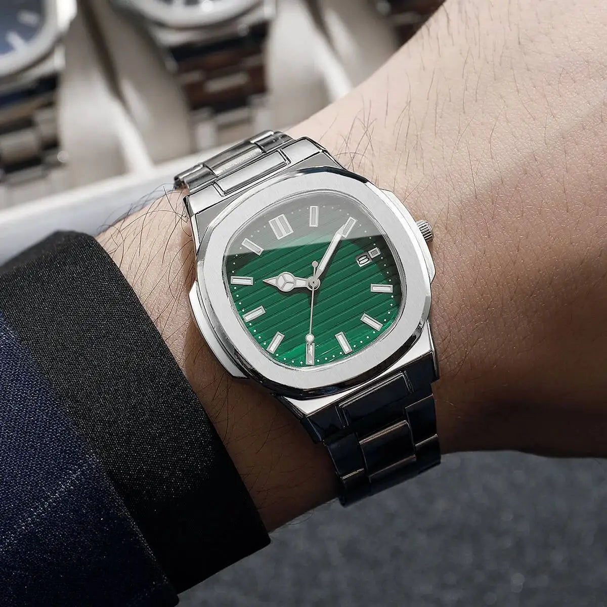 2/4PCS Luxury Men Business Watches Set Fashion Square Dial Quartz Wristwatch with Calendar Reloj Mujer（Without Box）