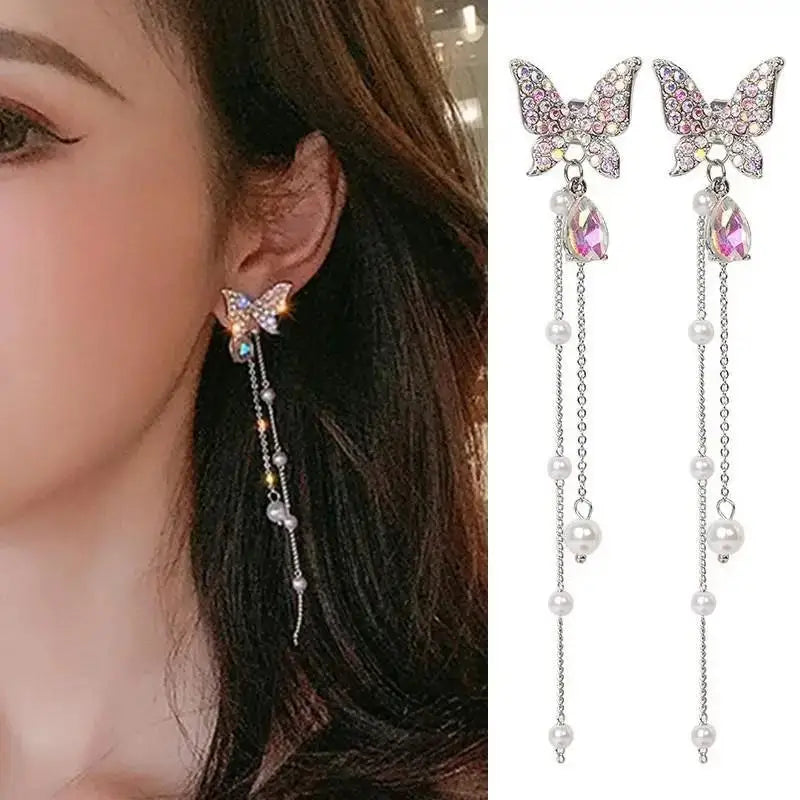 925 Silver Needle Korean Fashion Long Chain Tassel Earrings For Women Metal Earing Jewelry 2026 Trending Women's Drop Earrings